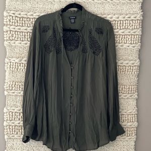 Torrid size 2. Olive green blouse.